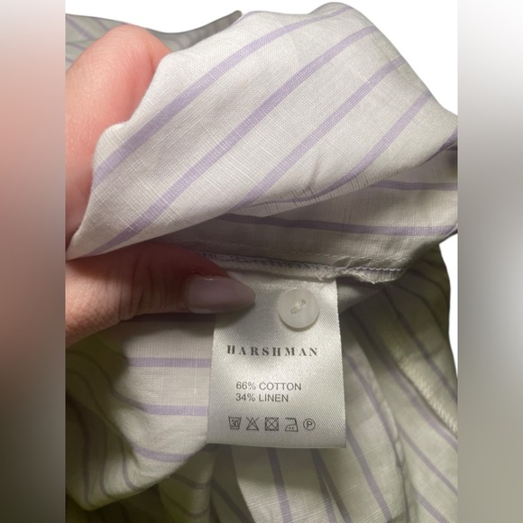 Harshman New Cotton Linen Blend Nebbi Caftan Striped White Dress Size 3X - Picture 6 of 6